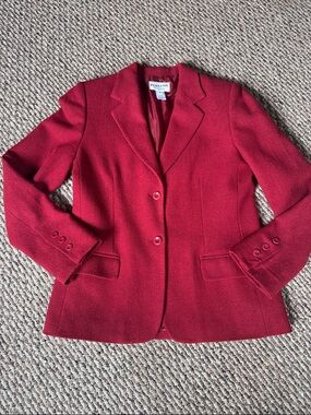 Vintage Pendleton Petite Women's Deep Red Wool Blazer Jacket